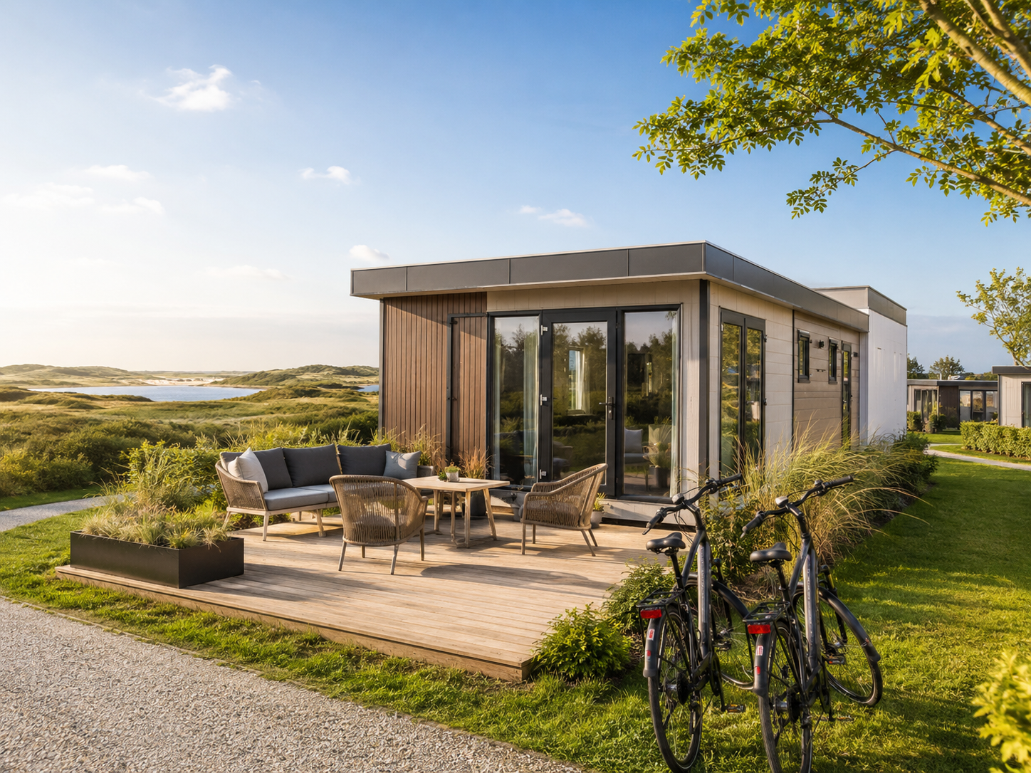 Mobilheim und Chalet auf einem Campingplatz in den Niederlanden