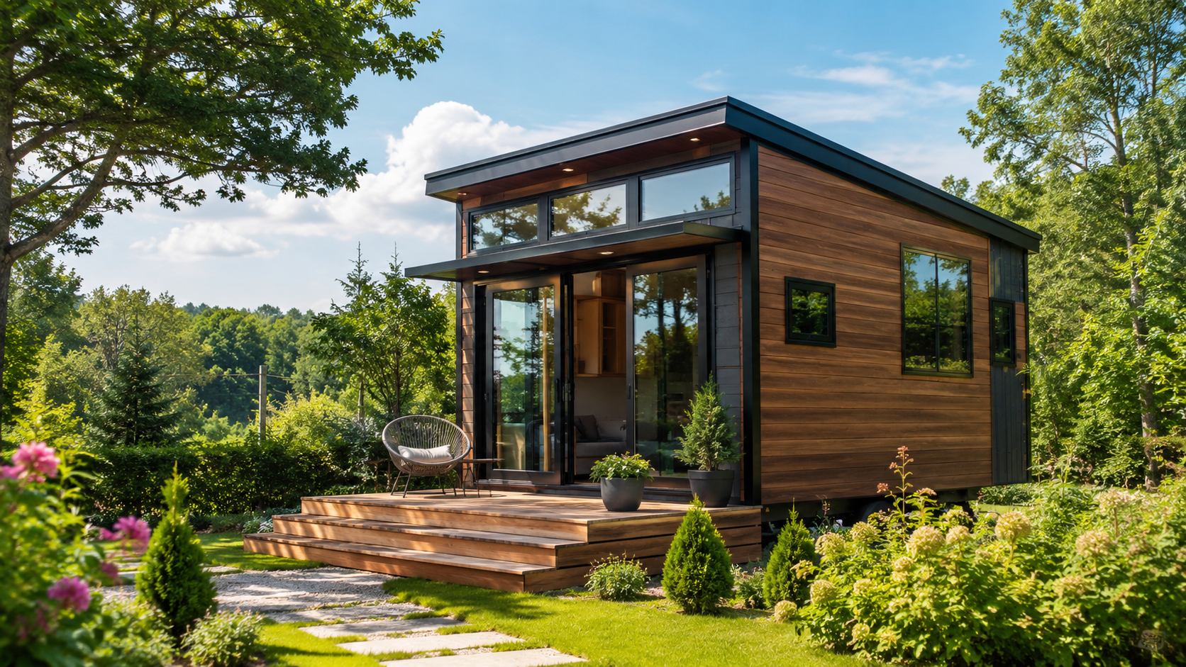 Tiny House Versicherung mit Schutz für Objekt Hausrat Glas Haftpflicht Terrasse und Außenbereich