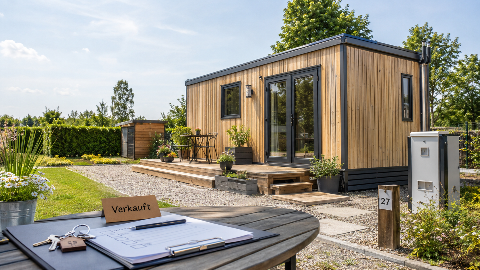 Tiny House Verkauf mit Versicherungsschutz für Dauercamping, Mobilheim und Kleingarten